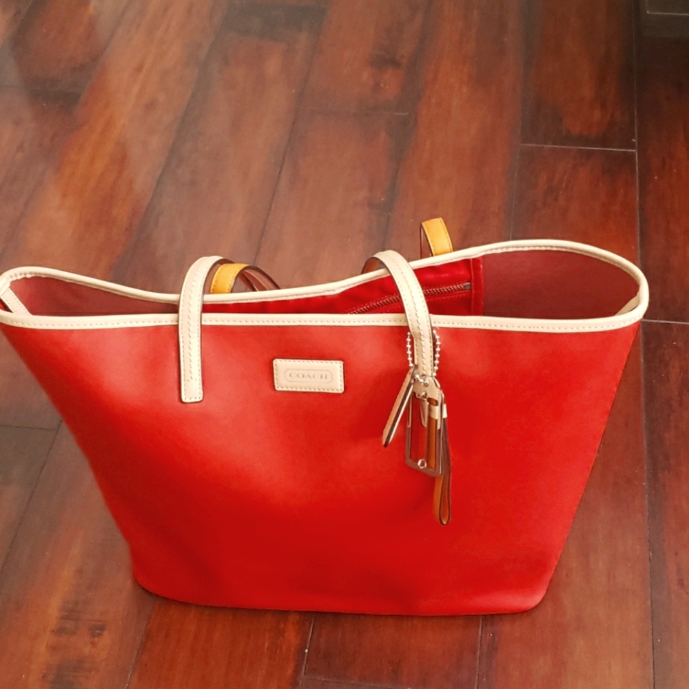 Orange Tote Bag with charms  great condition